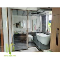 cabin phòng tắm kính hệ slim cửa mở ron hít inox